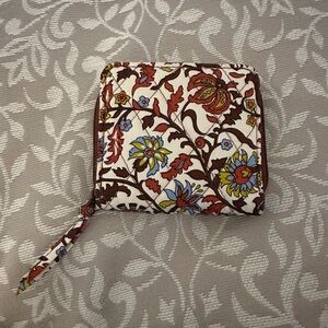 Vera Bradley Floral Quilted Zip Wallet in Cream, Brown, Blue, green